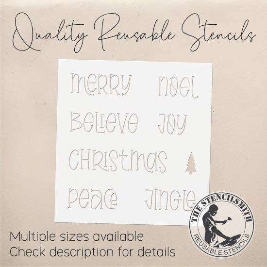 9734 Christmas Words Stencil
