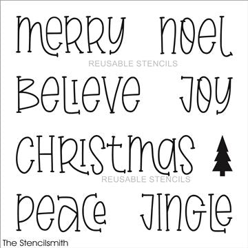 9734 Christmas words stencil - The Stencilsmith