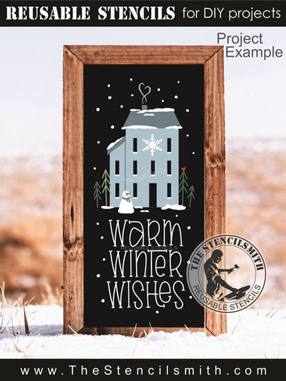 9749 Warm Winter Wishes saltbox stencil - The Stencilsmith