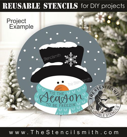 9785 'Tis the season to be freezin' snowman stencil - The Stencilsmith
