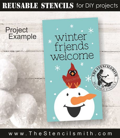9787 Winter Friends Welcome stencil - The Stencilsmith