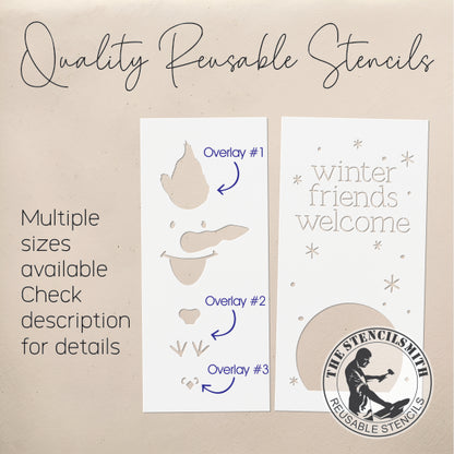 9787 Winter Friends Welcome Stencil