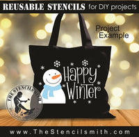 9801 Happy Winter snowman stencil