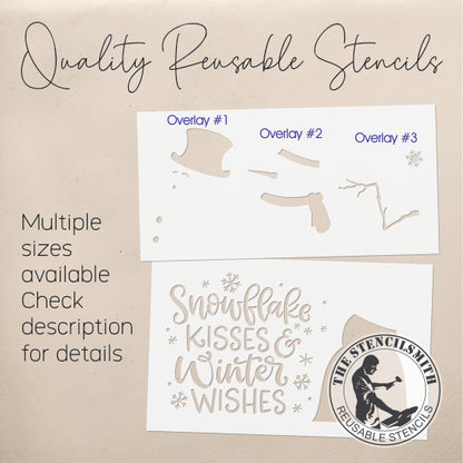 9815 Snowflake Kisses Snowman Stencil - The Stencilsmith