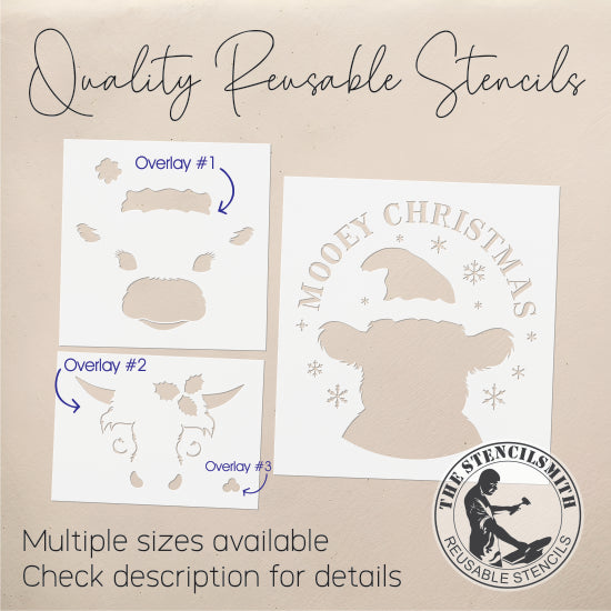 9817 Mooey Christmas Cow Stencil - The Stencilsmith