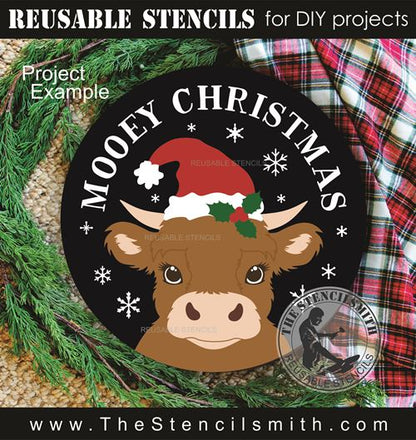 9817 Mooey Christmas cow stencil - The Stencilsmith
