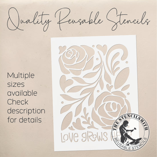 9825 Love Grows Here Stencil - The Stencilsmith