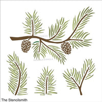 9827 Pine Branches stencil