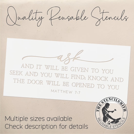 9834 Ask And It Will Be Given Scripture Stencil - The Stencilsmith