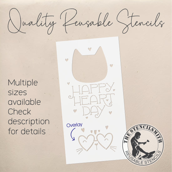 9839 Happy Heart Day Cat Stencil - The Stencilsmith