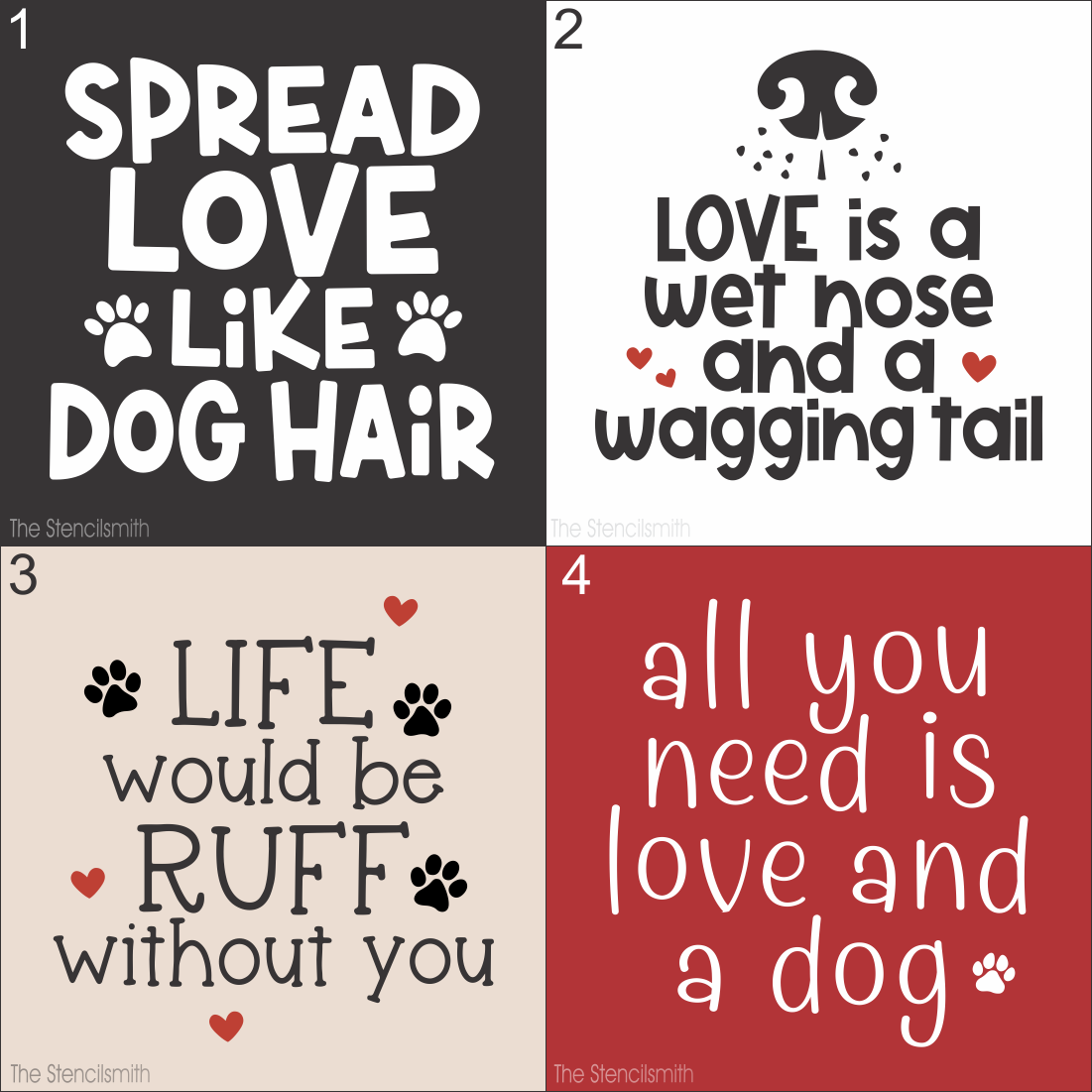 9844 Dog Love Mini Stencils - The Stencilsmith