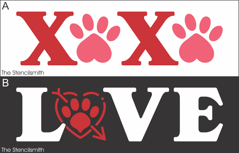 9850 Valentine Paw Stencils - The Stencilsmith