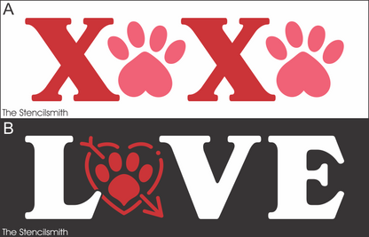 9850 Valentine Paw Stencils - The Stencilsmith
