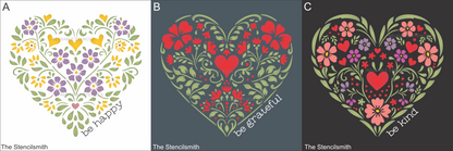 9860 Decorative Floral Heart Stencils - The Stencilsmith