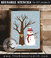 9865 Snowman Love Tree Stencil