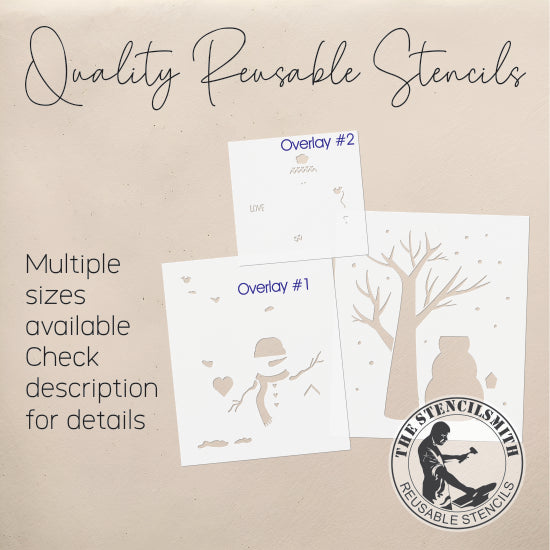 9865 Snowman Love Tree Stencil - The Stencilsmith