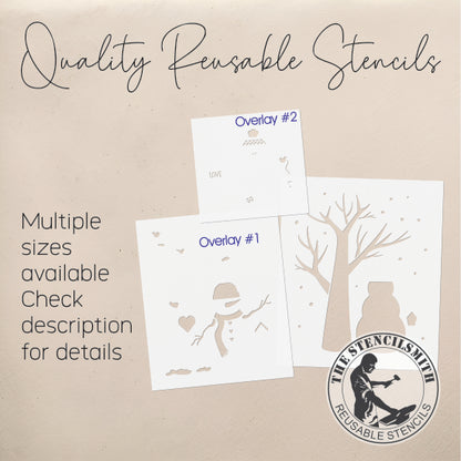 9865 Snowman Love Tree Stencil - The Stencilsmith