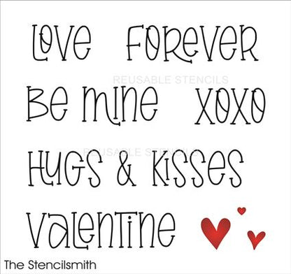 9866 Valentine words stencil - The Stencilsmith