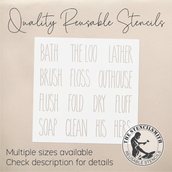 9875 Bath And Laundry Words Stencil - The Stencilsmith