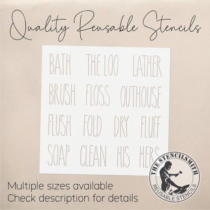 9875 Bath And Laundry Words Stencil - The Stencilsmith