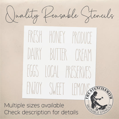 9876 Market Words Stencil - The Stencilsmith
