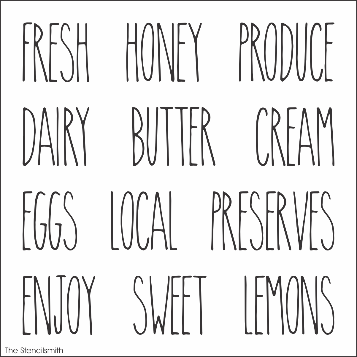 9876 Market Words Stencil - The Stencilsmith