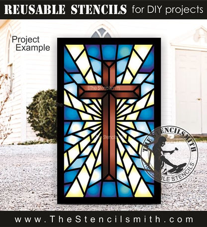 9888 Cross Stained Glass Stencil - The Stencilsmith