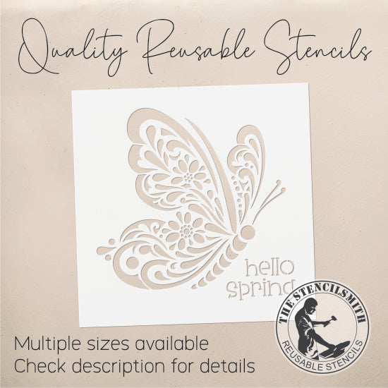 9907 Hello Spring Butterfly Stencil - The Stencilsmith