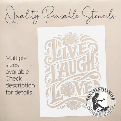 9931 Live Laugh Love Sunflower Stencil - The Stencilsmith