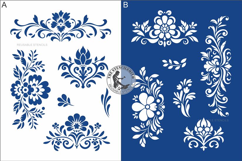 9935 Decorative Floral Stencils - The Stencilsmith