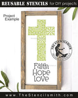 9940 Faith Hope Love mandala cross stencil