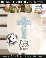 9940 Faith Hope Love mandala cross stencil