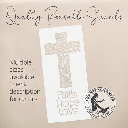 9940 Faith Hope Love Mandala Cross Stencil - The Stencilsmith
