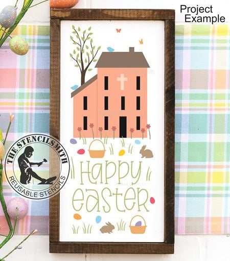 9949 Happy Easter Saltbox Stencil - The Stencilsmith