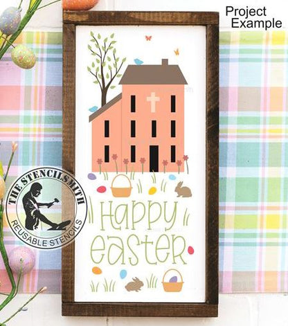 9949 Happy Easter Saltbox Stencil - The Stencilsmith