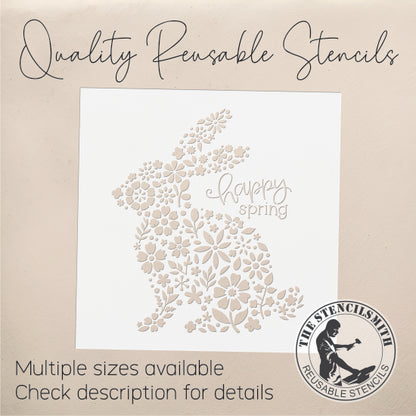 9963 Happy Spring Floral Bunny Stencil - The Stencilsmith