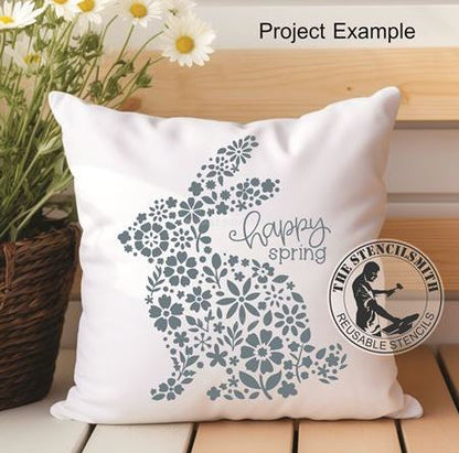 9963 Happy Spring Floral Bunny Stencil - The Stencilsmith