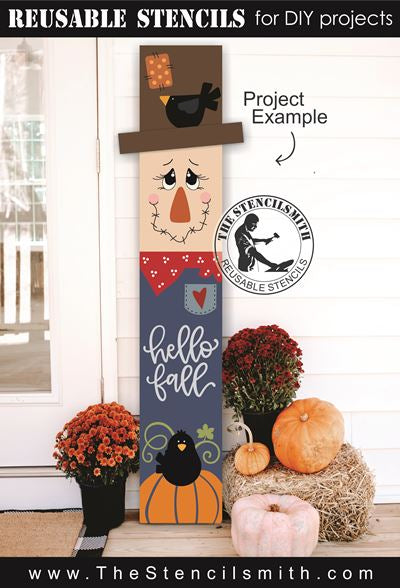 9089 hello fall scarecrow leaner stencil