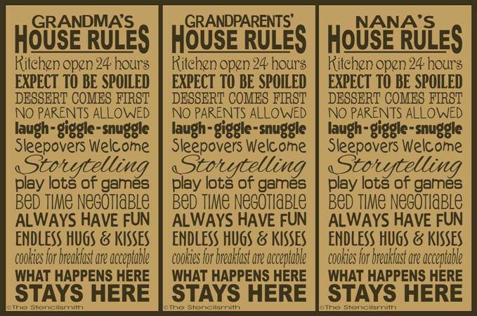 1810 - GRANDMA'S HOUSE RULES - The Stencilsmith
