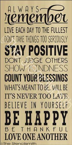 2374 - Always Remember ... live each day - The Stencilsmith