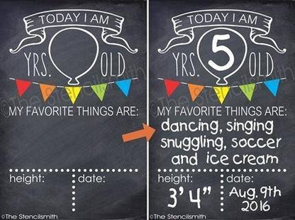 3572 - Today I am .... BIRTHDAY Chalkboard - The Stencilsmith