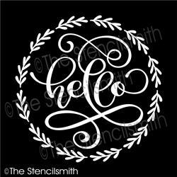 6044 - hello (wreath) - The Stencilsmith