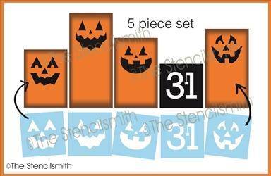 6268 - Jack-o-lantern Faces - 5pc set - The Stencilsmith