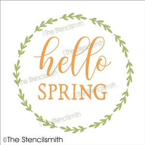 7287 - hello spring (wreath) - The Stencilsmith