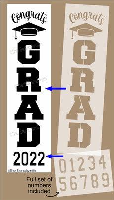 Grad Vertical Sign Congrats GRAD vertical reusable stencil for diy graduation signs – The ...