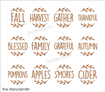 8401 - Fall words (round ornament) - The Stencilsmith