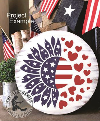 8844 - Patriotic Sunflower Stencil - The Stencilsmith