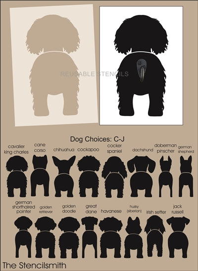 8856 Dog Butt leash stencil - The Stencilsmith